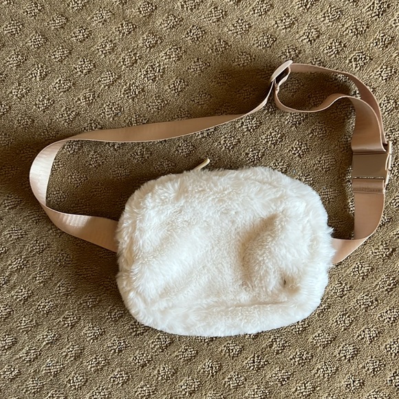 Apana Handbags - Apana Cream White Faux Fur Belt Bum Bag Fanny Pack